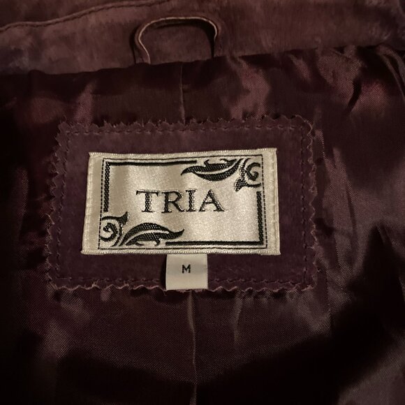 Tria Suede Jacket. Purple. Snap opening. Medium - Picture 7 of 8